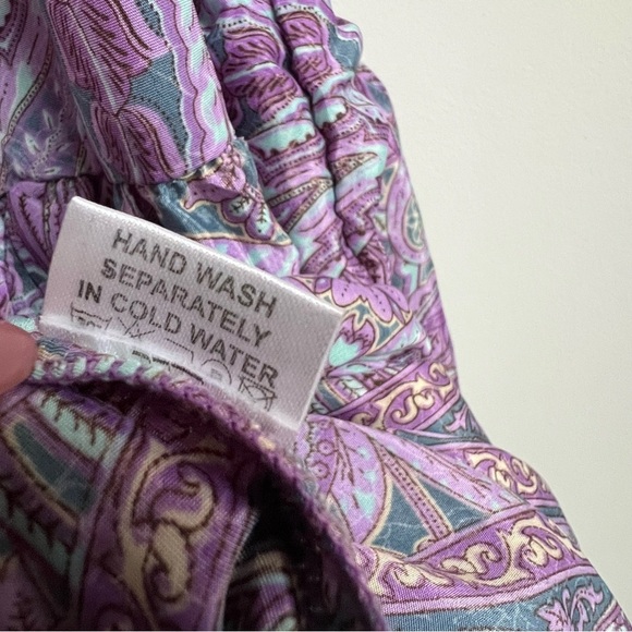 Perry Walker Collective Grace Purple Paisley Smocked Bohemian Midi Dress Silk - Picture 6 of 13